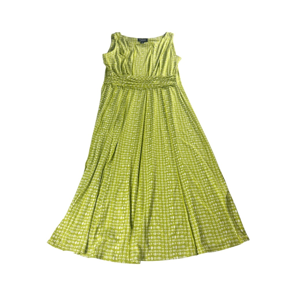 Perceptions New York Lime Geometric Sleeveless Maxi Dress Large‎ P21344J NWT